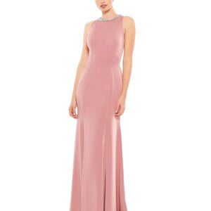 NEW | Mac Duggal 49093 Embellished Neck Trumpet Gown Rose Pink Size 0